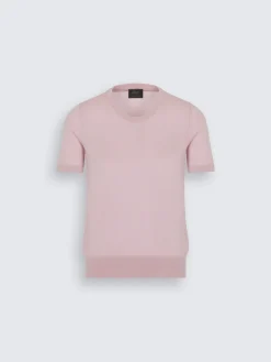Pink cashmere and silk T-shirt