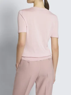 Pink cashmere and silk T-shirt