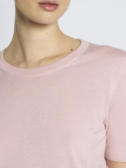 Pink cashmere and silk T-shirt