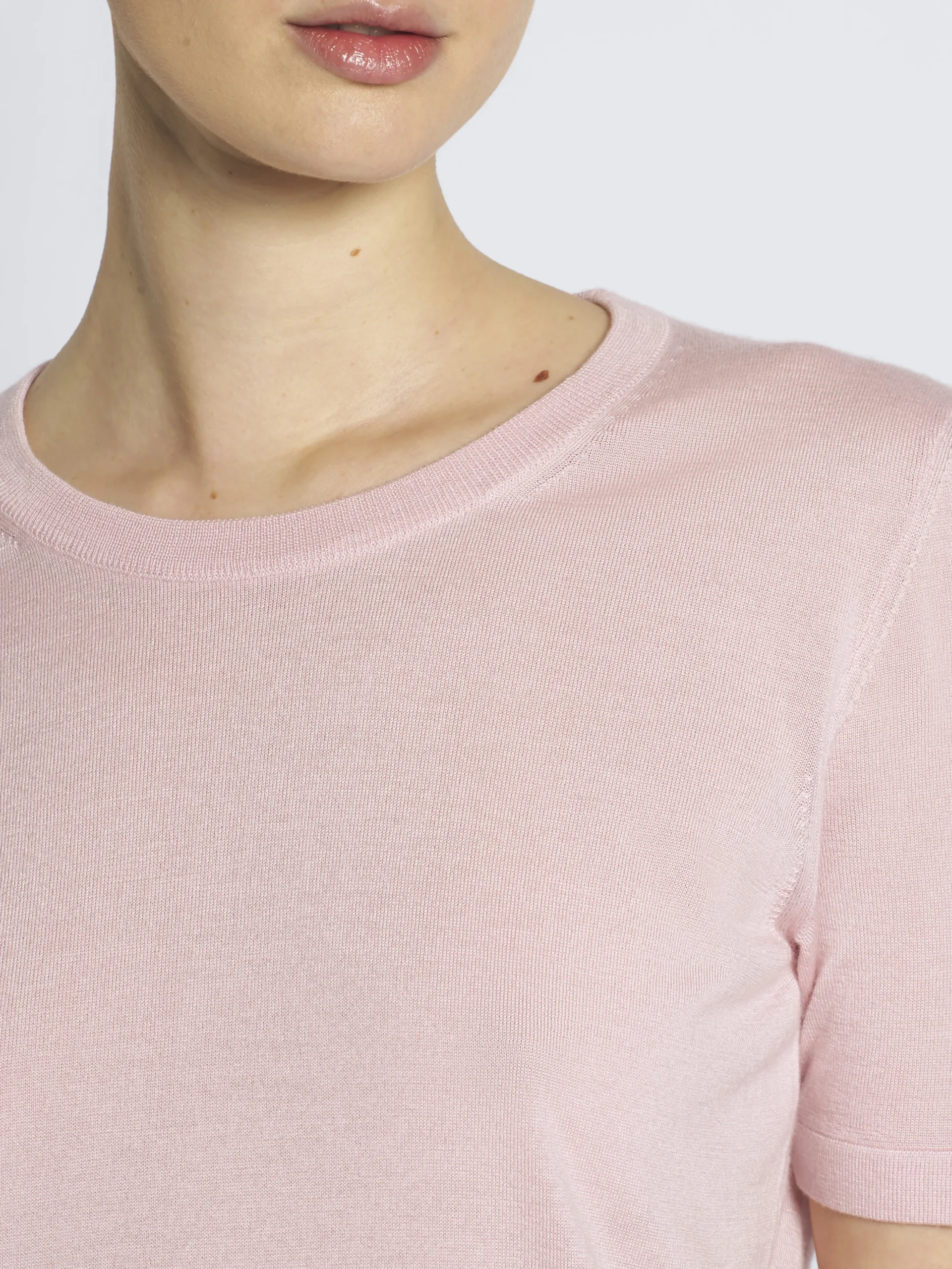 Pink cashmere and silk T-shirt