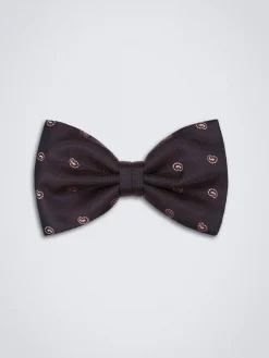 Purple with pink paisley motif silk bow tie