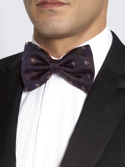 Purple with pink paisley motif silk bow tie