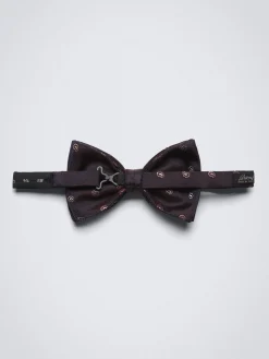 Purple with pink paisley motif silk bow tie