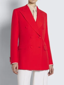 Red wool and silk double-breasted Flavia jacket