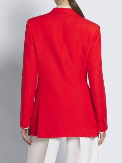 Red wool and silk double-breasted Flavia jacket