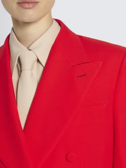 Red wool and silk double-breasted Flavia jacket