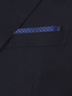 Royal and navy blue paisley motif silk pocket square