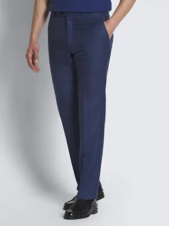 Royal blue cashmere, silk and linen Tigullio trousers