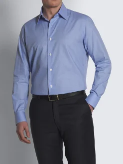 Royal blue glen plaid Ventiquattro cotton twill formal shirt