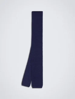 Royal blue knitted cashmere and silk tie
