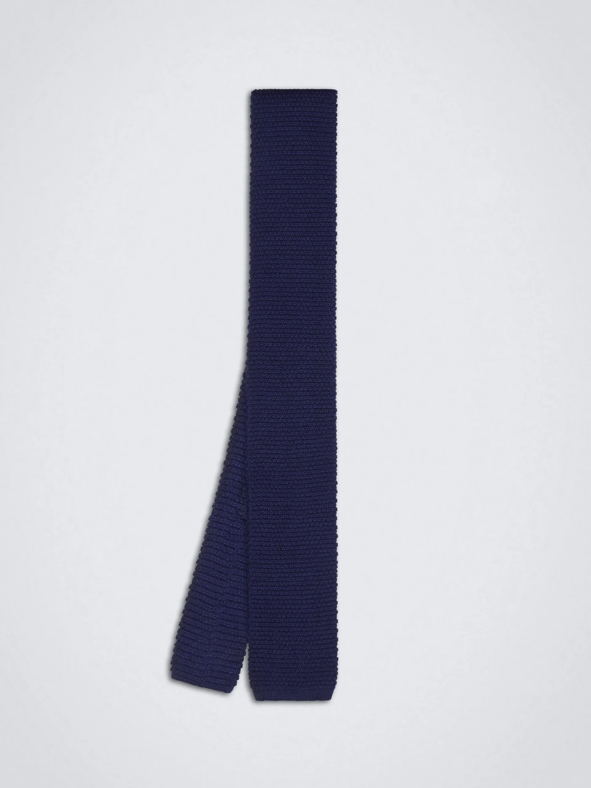 Royal blue knitted cashmere and silk tie