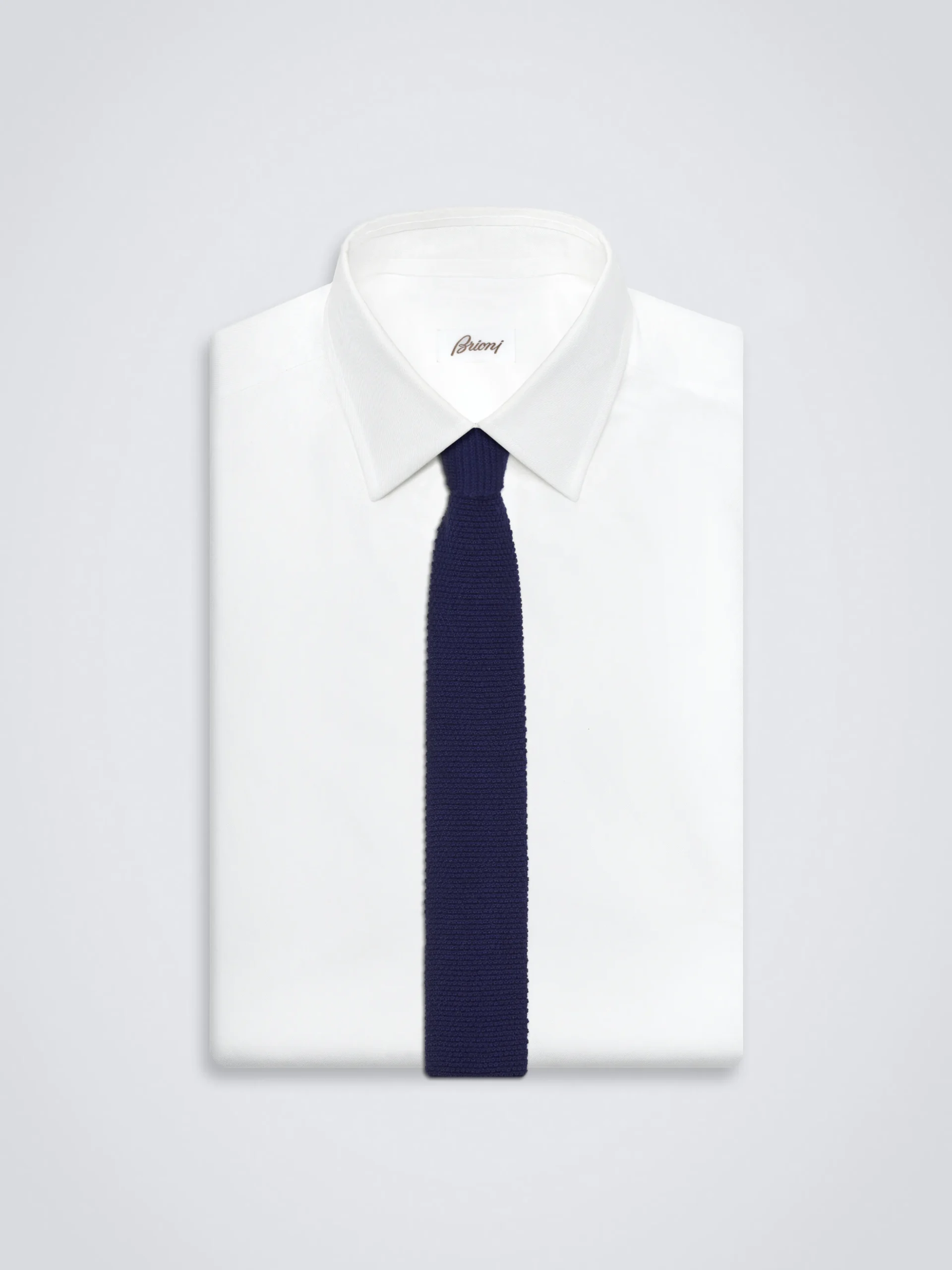 Royal blue knitted cashmere and silk tie