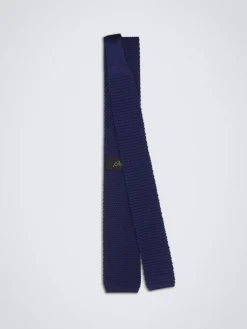 Royal blue knitted cashmere and silk tie