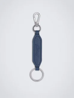 Sapphire blue grained leather key holder