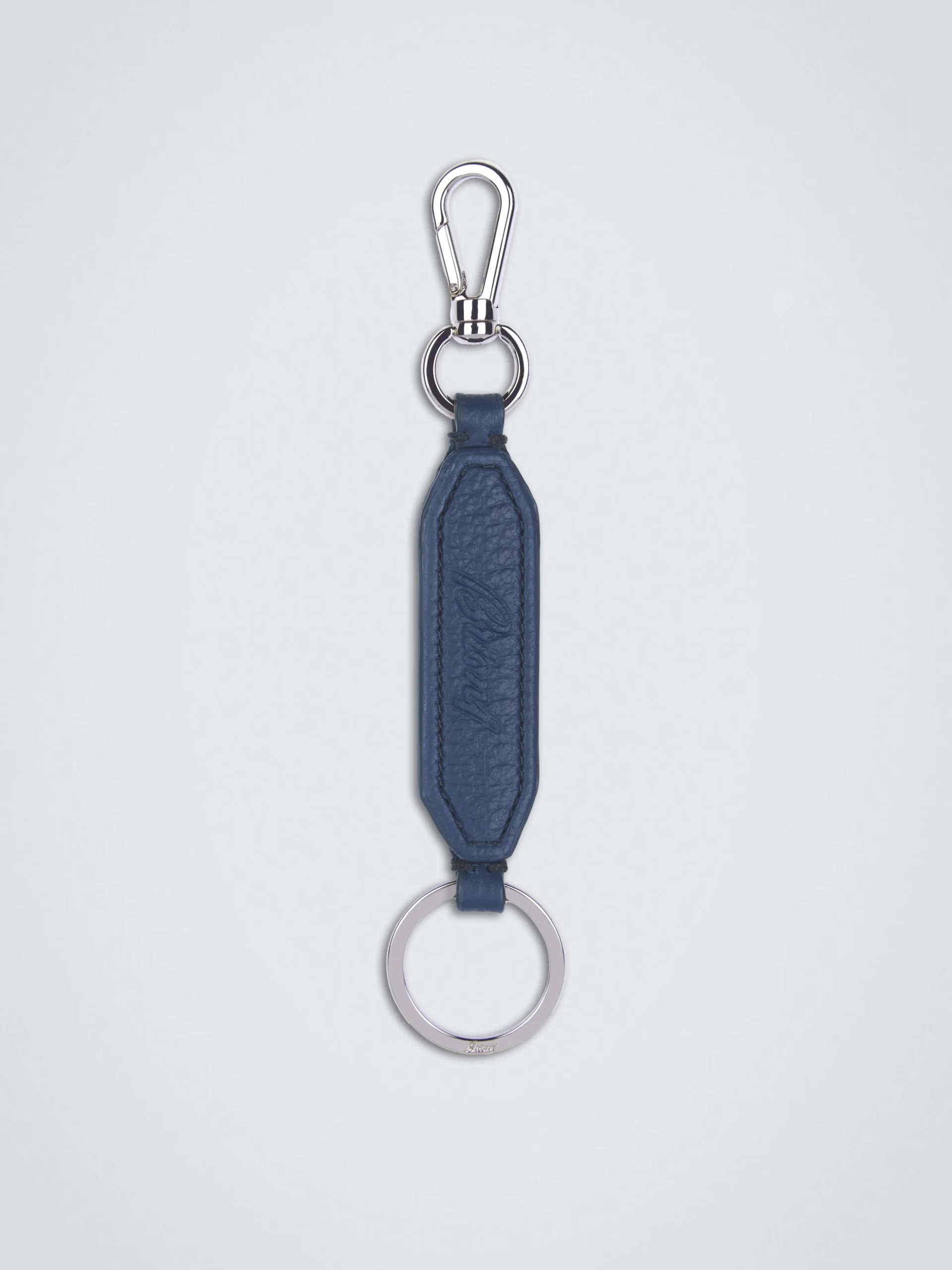 Sapphire blue grained leather key holder