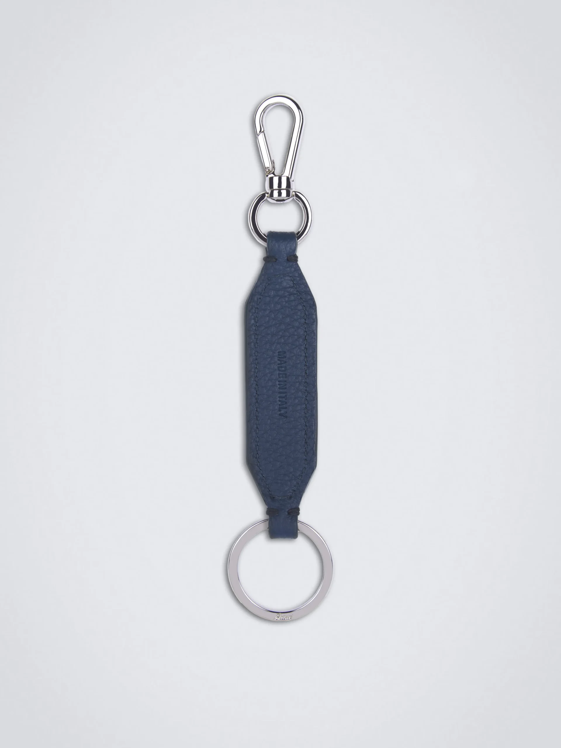 Sapphire blue grained leather key holder