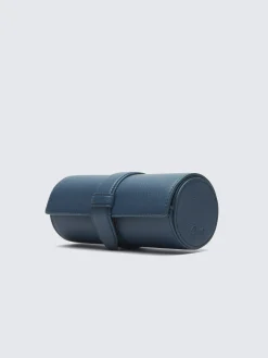 Sapphire blue grained leather watch case