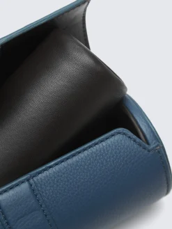 Sapphire blue grained leather watch case