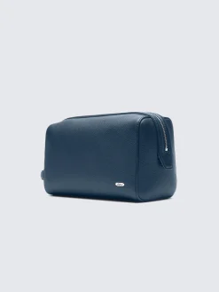 Sapphire blue grained leather beauty case