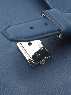 Sapphire blue grained leather hand pouch