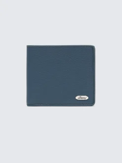 Sapphire blue grained leather wallet
