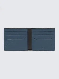Sapphire blue grained leather wallet