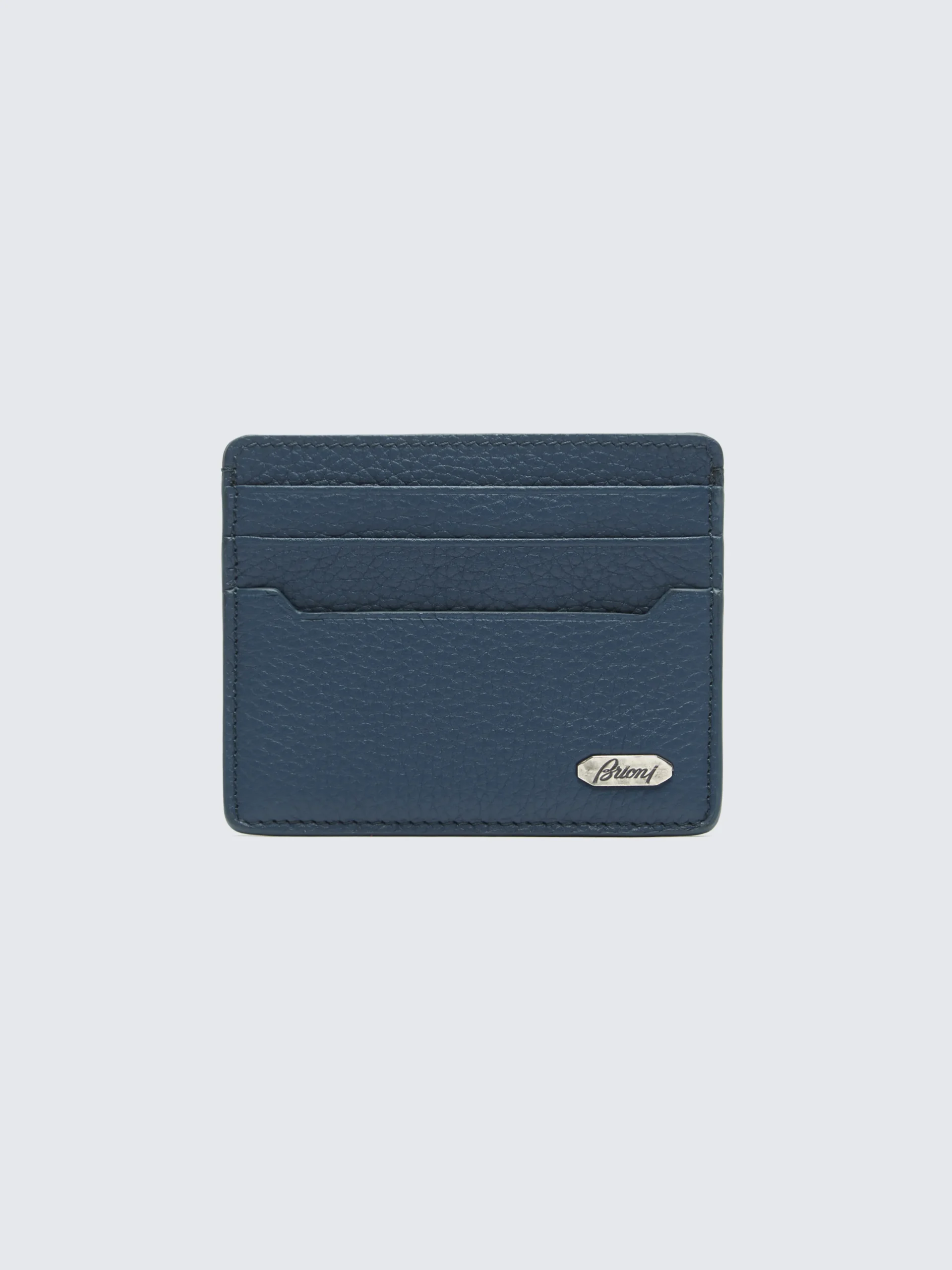 Sapphire blue grained leather card holder