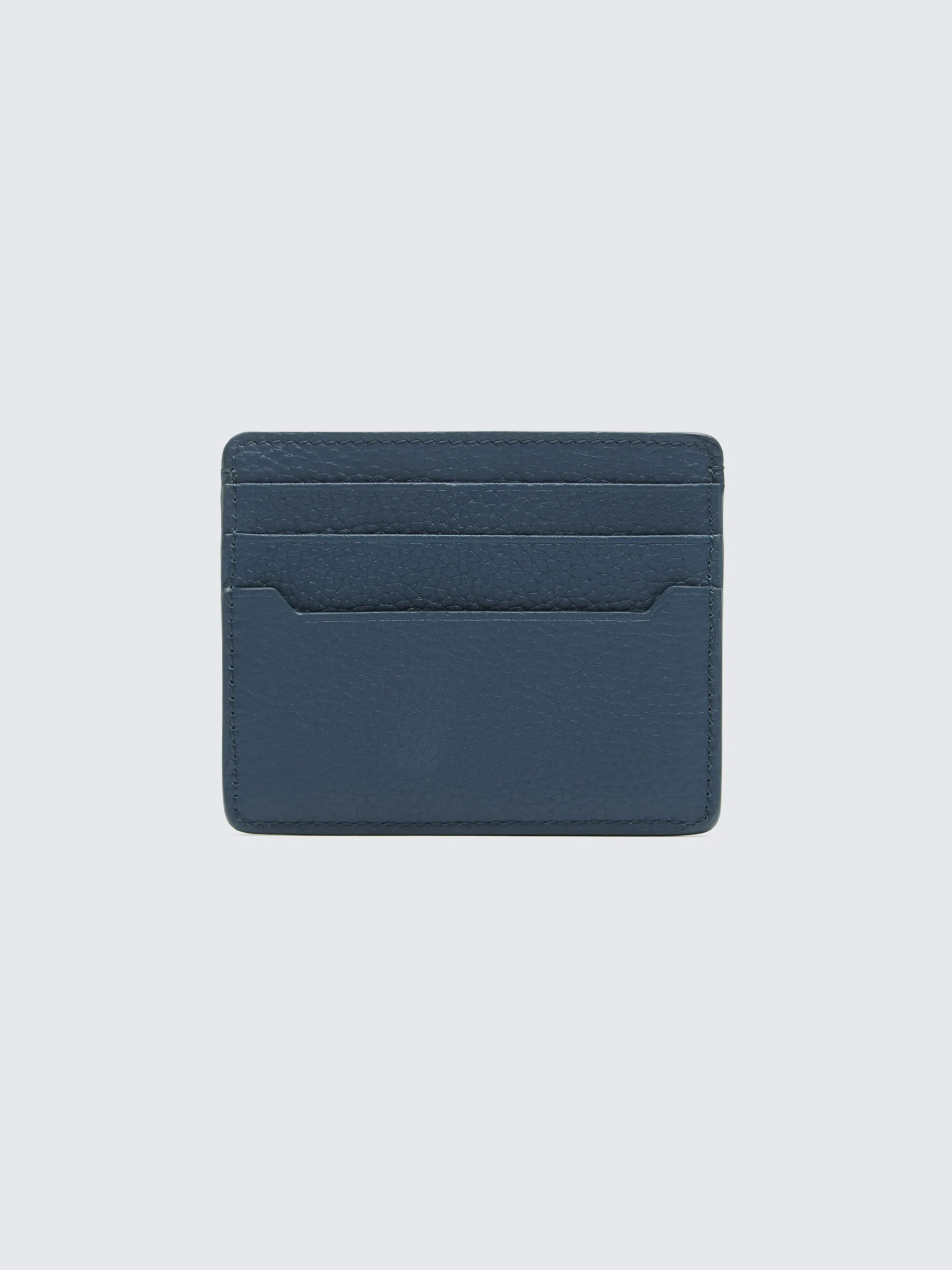 Sapphire blue grained leather card holder