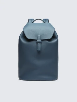Sapphire blue grained leather backpack