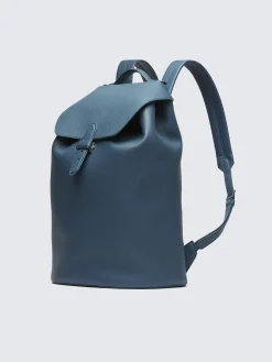 Sapphire blue grained leather backpack