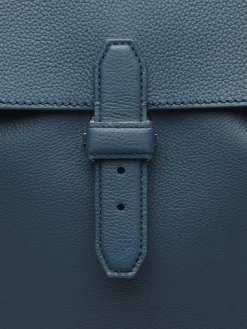 Sapphire blue grained leather backpack