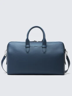 Sapphire blue grained leather duffle bag