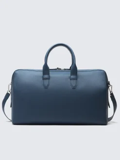 Sapphire blue grained leather duffle bag