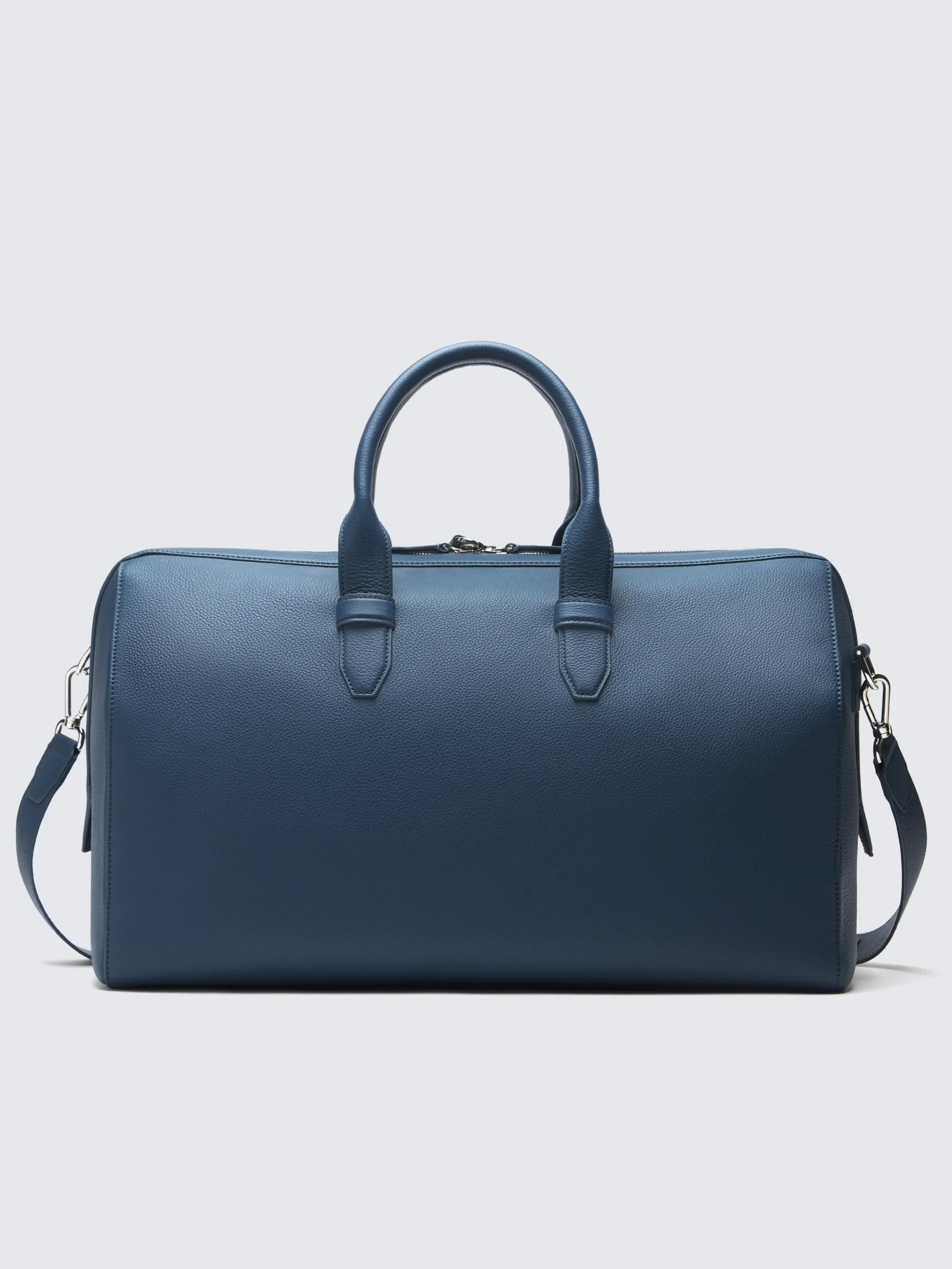 Sapphire blue grained leather duffle bag