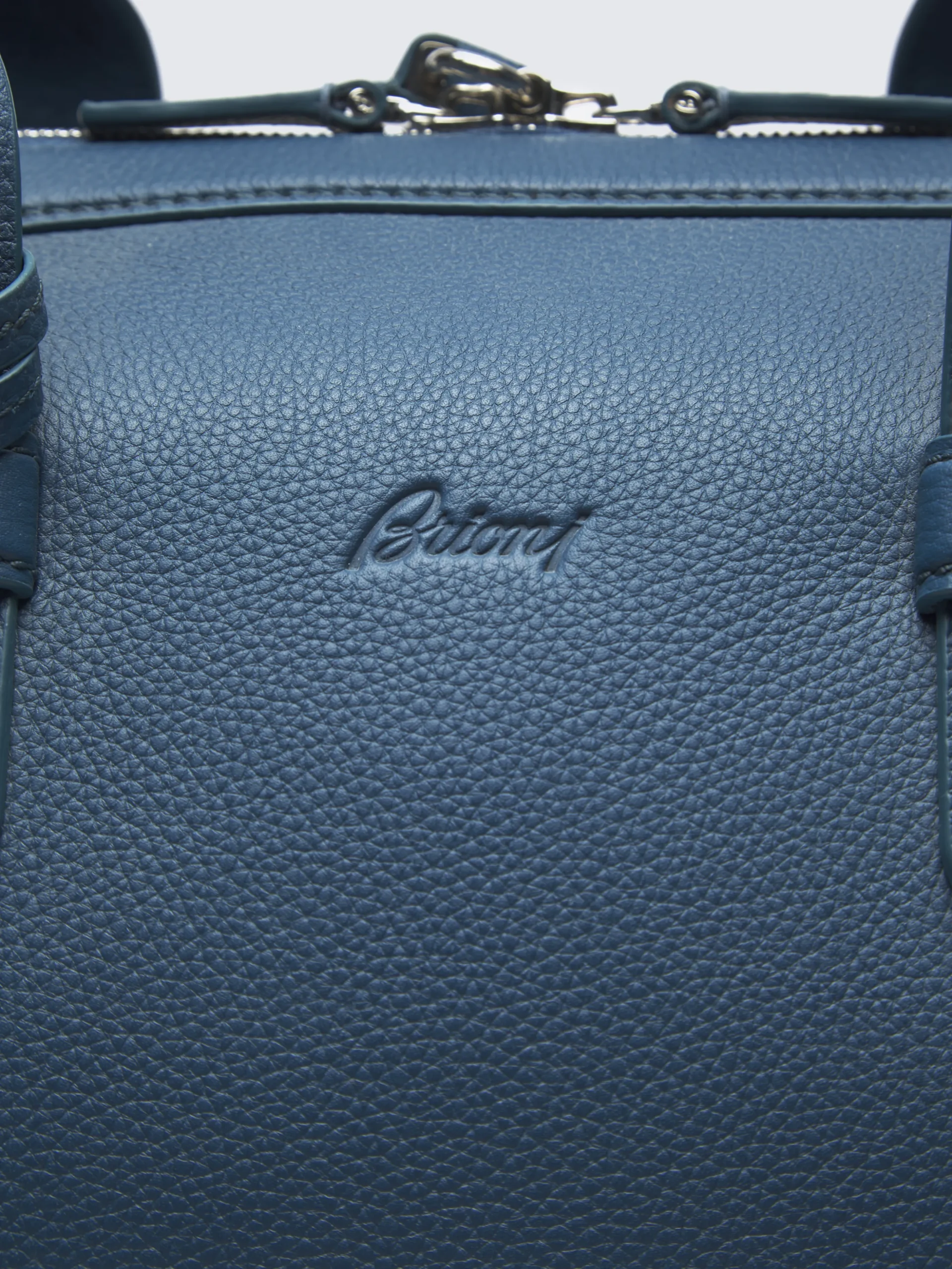 Sapphire blue grained leather duffle bag