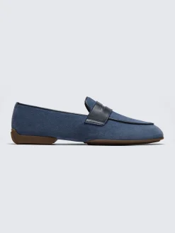 Sapphire blue suede Monza driver loafers