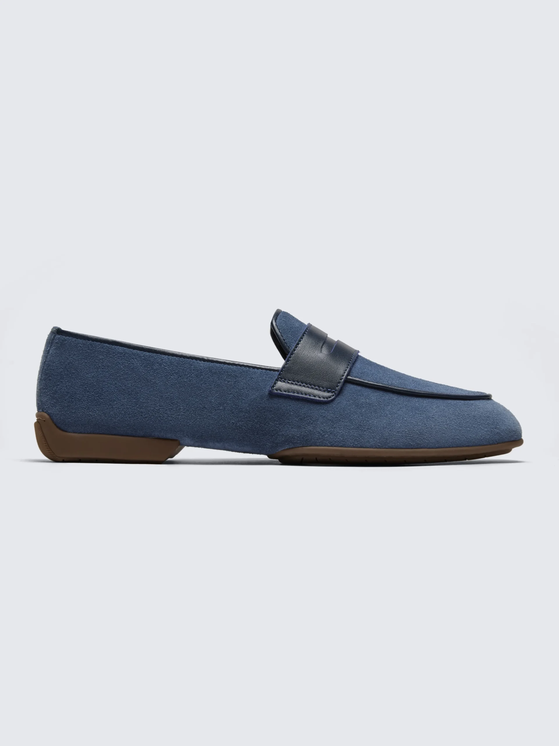 Sapphire blue suede Monza driver loafers