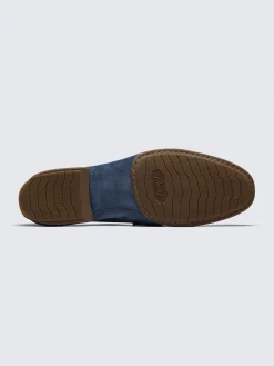 Sapphire blue suede Monza driver loafers
