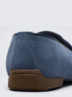 Sapphire blue suede Monza driver loafers