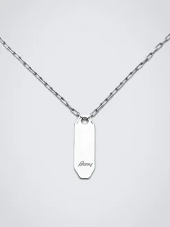 Silver necklace with hammered placket