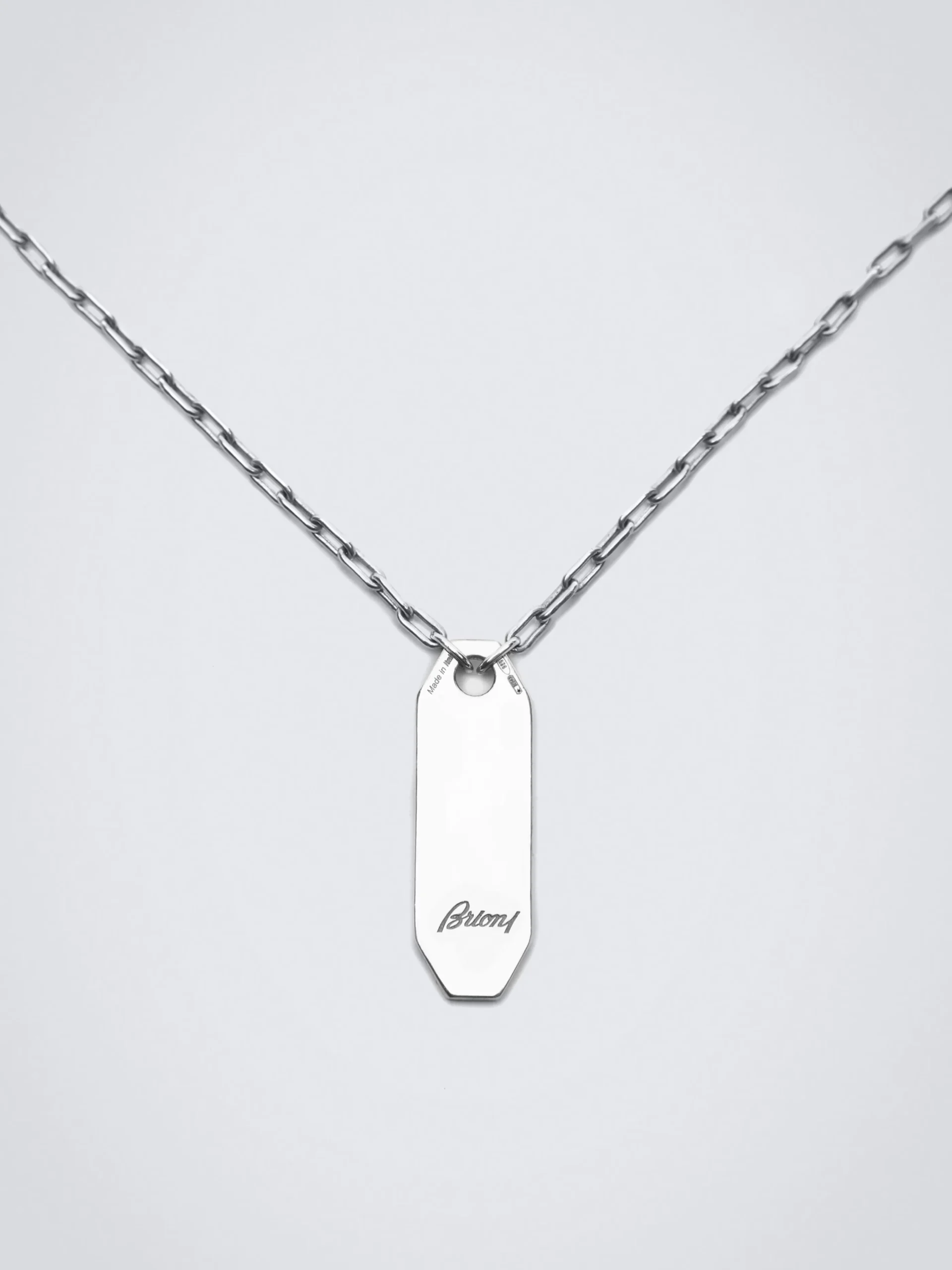 Silver necklace with hammered placket