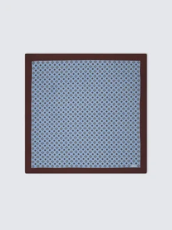 Sky blue and bordeaux micro motif silk foulard