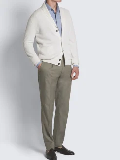 Sky blue cotton and cashmere Capri collar shirt