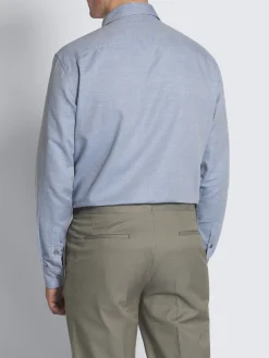 Sky blue cotton and cashmere Capri collar shirt