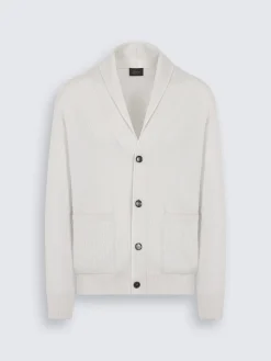 Sky blue cotton and cashmere Capri collar shirt