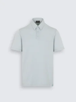 Sky blue cotton piqué polo