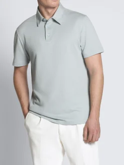 Sky blue cotton piqué polo