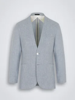 Sky blue linen, wool and silk Jardigan