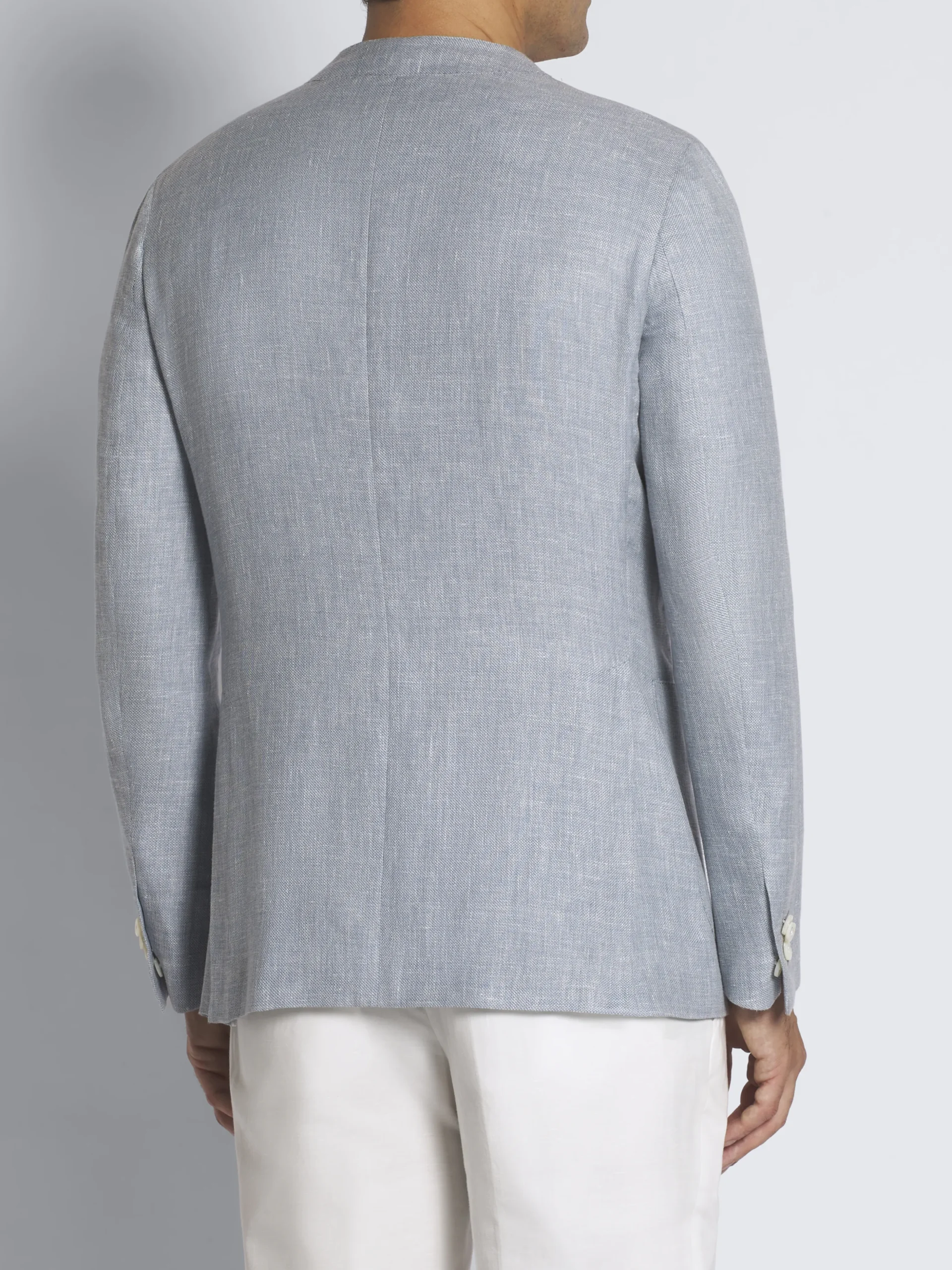 Sky blue linen, wool and silk Jardigan