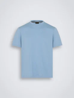 Sky blue organic gassed organic cotton T-shirt